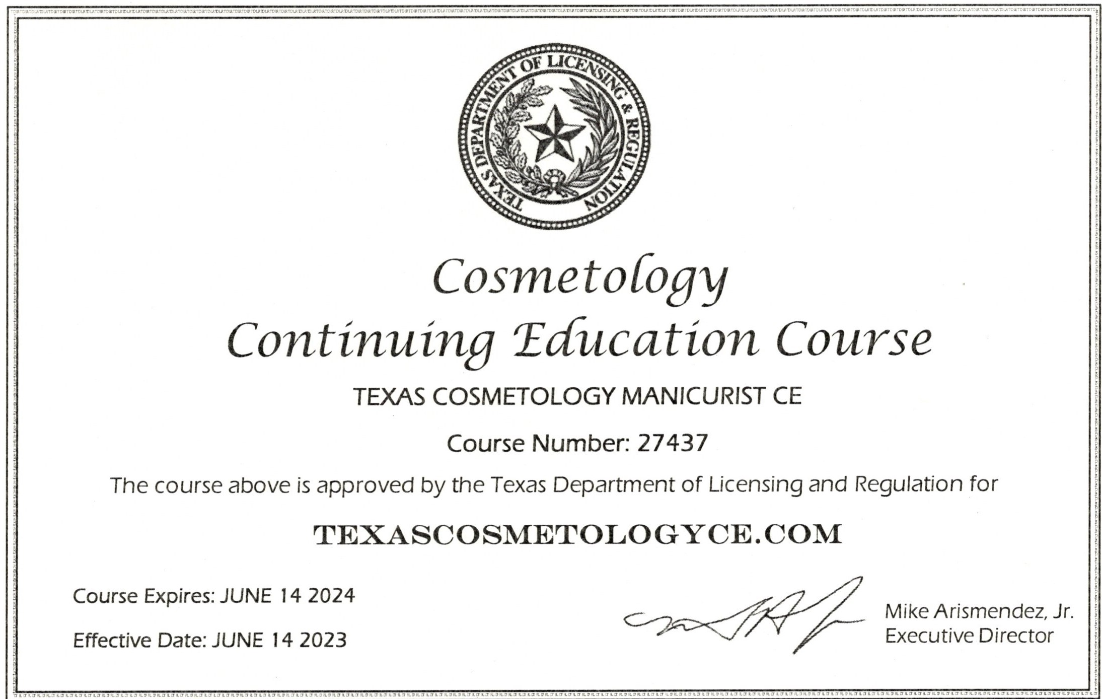 Cosmetology CE Course 4 Hour Manicurist 27437 